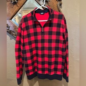 Lands End Men’s Plaid 1/4inch Zip Cotton Pullover
